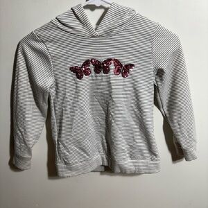 Kids Striped Hoodie with Sequin Butterfly